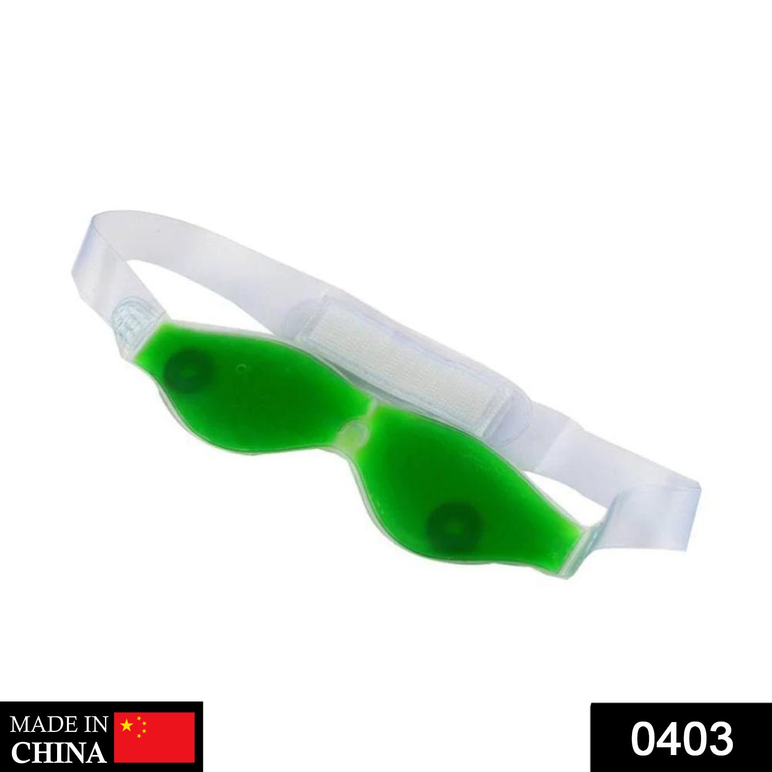 Cold eye mask with green straps Cold eye mask with green straps